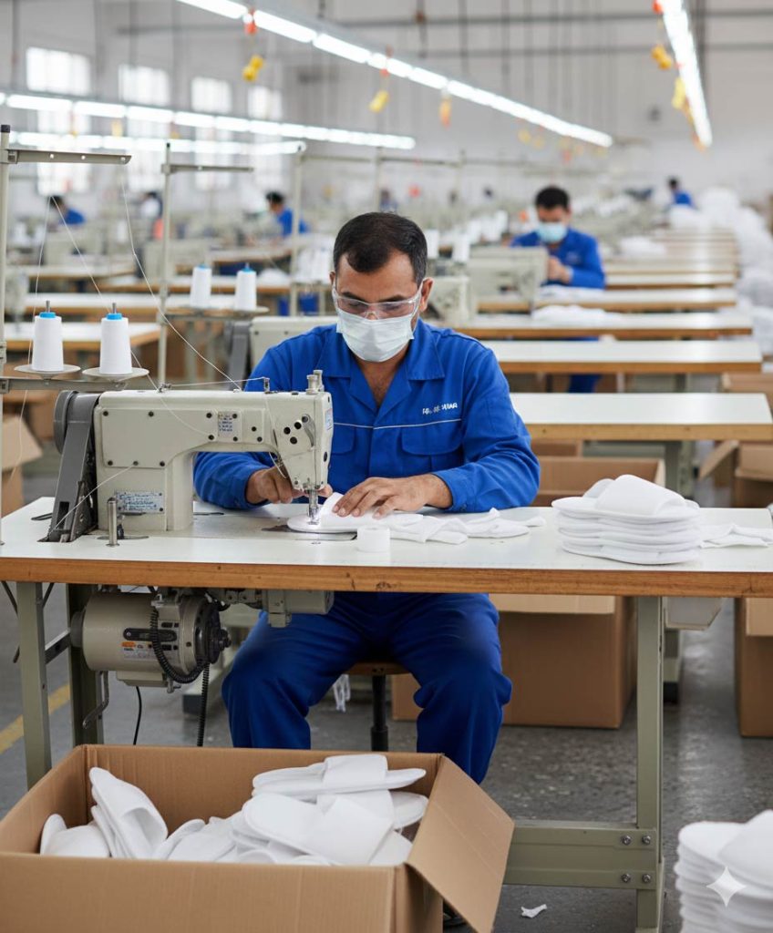 روش دوخت تولید دمپایی فومی